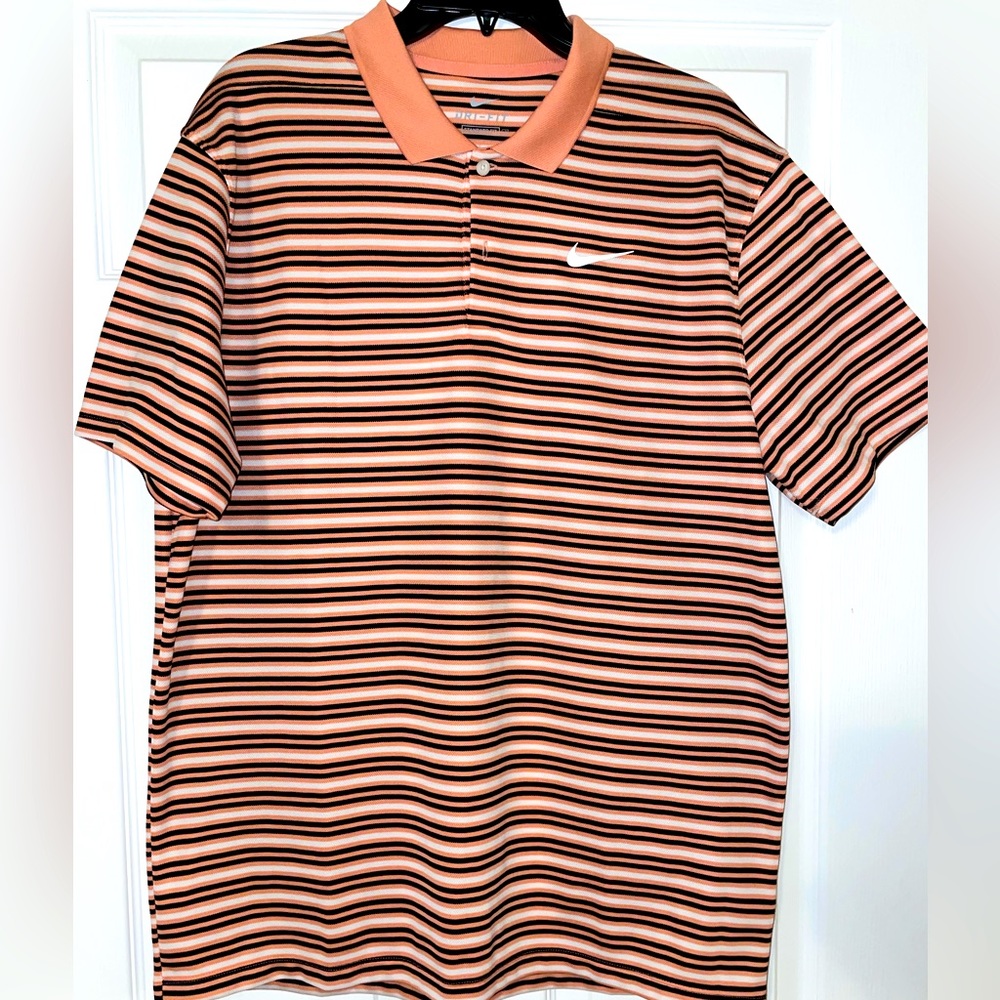 Like New Nike Mens Dri Fit Golf Polo Shirt Size L Large Peach Color Light Weight